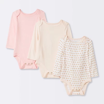 Baby Girls' 3pk Modal Bodysuit - Cloud Island™ Pink 4 Baby Girls' 3pk Modal Bodysuit - Cloud Island™ Pink - Image 4