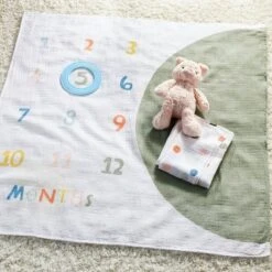 Cloud Island 17 Milestone Swaddle Baby Blanket With Felt Frame - Multi Dot - Cloud Island™