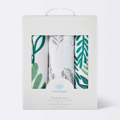 Muslin Swaddle Blanket - Cloud Island™ Green 2 Muslin Swaddle Blanket - Cloud Island™ Green - Image 2