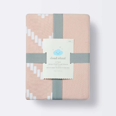 Jersey Fitted Crib Sheet - Pink Chevron And Solid Heirloom - Pink - 2pk - Cloud Island™ 3 Jersey Fitted Crib Sheet - Pink Chevron And Solid Heirloom - Pink - 2pk - Cloud Island™ - Image 3