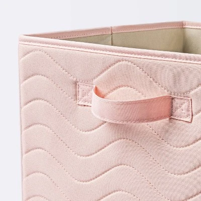 Quilted Fabric Cube Storage Bin - Light Pink - Cloud Island™ 2 Quilted Fabric Cube Storage Bin - Light Pink - Cloud Island™ - Image 2