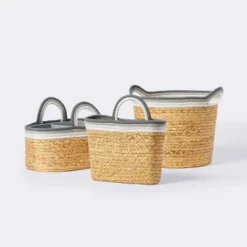 Braided Water Hyacinth Tapered Floor Basket With Coiled Rope Handles - Gray - Cloud Island™ 5 Braided Water Hyacinth Tapered Floor Basket With Coiled Rope Handles - Gray - Cloud Island™ -Cloud Island GUEST 19429f9d 4e11 486f b40a f3f1fb17c34c