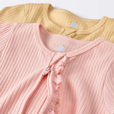 Baby 2pk Basic Wide Rib Romper - Cloud Island™ Pink 2 Baby 2pk Basic Wide Rib Romper - Cloud Island™ Pink - Image 2
