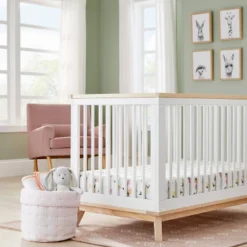 Quilted Gauze Medium Round Storage Bin - Cloud Island™ Pink Stripe