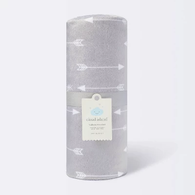 Plush Velboa Baby Blanket Arrows - Cloud Island™ Gray 3 Plush Velboa Baby Blanket Arrows - Cloud Island™ Gray - Image 3