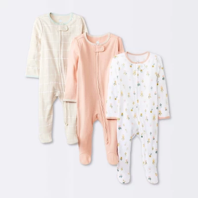 Baby Girls' 3pk Tight Fit Zip-Up Sleep N' Play - Cloud Island™ 5 Baby Girls' 3pk Tight Fit Zip-Up Sleep N' Play - Cloud Island™ - Image 5