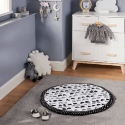 Round Activity Playmat Scallop - Cloud Island™ Black/White