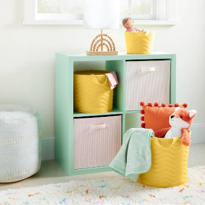 Quilted Fabric Small Round Storage Basket - Yellow - Cloud Island™ 1 Quilted Fabric Small Round Storage Basket - Yellow - Cloud Island™