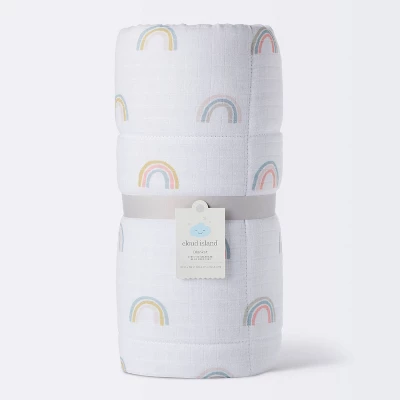Muslin Quilt Baby And Toddler Blanket - Rainbow - Cloud Island™ 3 Muslin Quilt Baby And Toddler Blanket - Rainbow - Cloud Island™ - Image 3