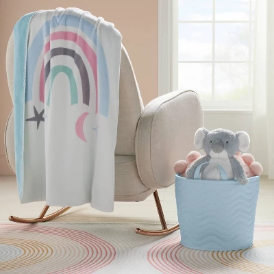 Quilted Fabric Large Round Storage Basket - Blue - Cloud Island™ 1 Quilted Fabric Large Round Storage Basket - Blue - Cloud Island™