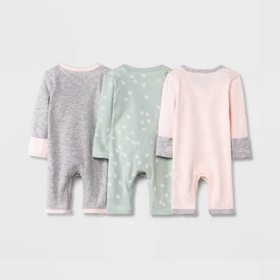 Baby Girls' 3pk Basic Romper - Cloud Island™ Green Preemie 1 Baby Girls' 3pk Basic Romper - Cloud Island™ Green Preemie