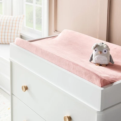 Velvet Polyester Spandex Changing Pad Cover - Pink - Cloud Island™ 1 Velvet Polyester Spandex Changing Pad Cover - Pink - Cloud Island™