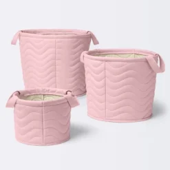 Quilted Fabric Small Round Storage Basket - Light Pink - Cloud Island™ 5 Quilted Fabric Small Round Storage Basket - Light Pink - Cloud Island™ -Cloud Island GUEST 907895a6 dfe9 415c abe2 fbffea3e20d5 1