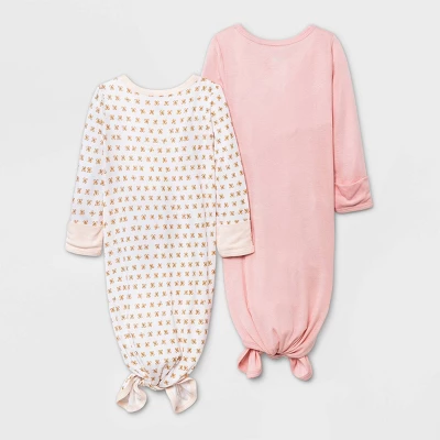 Baby Girls' 2pk Modal Tie NightGown - Cloud Island™ Pink 1 Baby Girls' 2pk Modal Tie NightGown - Cloud Island™ Pink