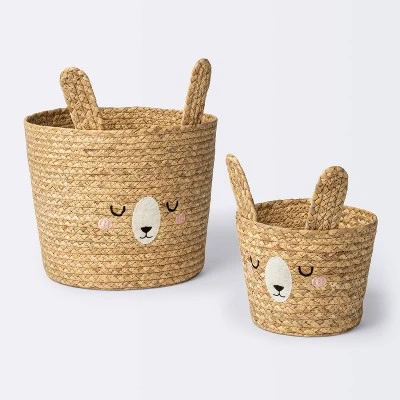 Braided Water Hyacinth Medium Round Storage Basket - Rabbit - Cloud Island™ 3 Braided Water Hyacinth Medium Round Storage Basket - Rabbit - Cloud Island™ - Image 3