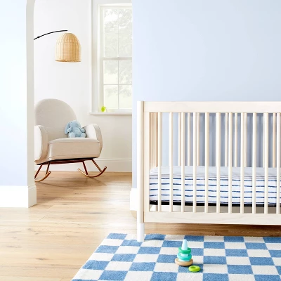 Polyester Rayon Fitted Crib Sheet - Navy Blue Vertical Stripe - Cloud Island™ 1 Polyester Rayon Fitted Crib Sheet - Navy Blue Vertical Stripe - Cloud Island™