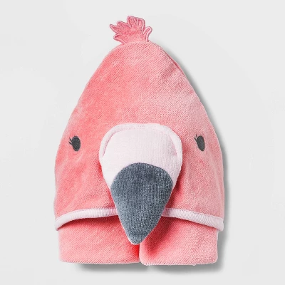 Baby Girls' Flamingo Hooded Bath Towel - Cloud Island™ Coral 1 Baby Girls' Flamingo Hooded Bath Towel - Cloud Island™ Coral