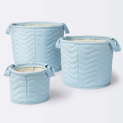 Quilted Fabric Large Round Storage Basket - Blue - Cloud Island™ 3 Quilted Fabric Large Round Storage Basket - Blue - Cloud Island™ - Image 3