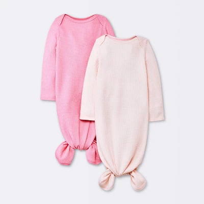 Baby Girls' 2pk Basic Waffle Gowns - Cloud Island™ Pink 4 Baby Girls' 2pk Basic Waffle Gowns - Cloud Island™ Pink - Image 4