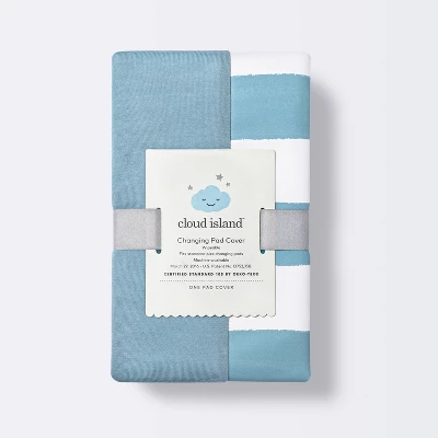 Wipeable Changing Pad Cover - Blue And White Stripes - Cloud Island™ 2 Wipeable Changing Pad Cover - Blue And White Stripes - Cloud Island™ - Image 2
