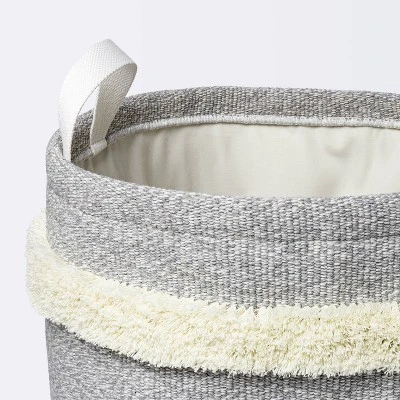 Tufted Canvas Round Storage Bin - Cloud Island™ Gray/Cream Large 2 Tufted Canvas Round Storage Bin - Cloud Island™ Gray/Cream Large - Image 2