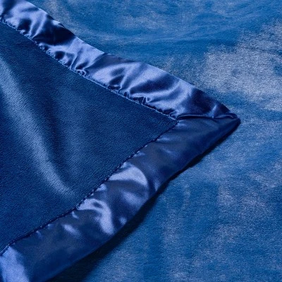 Solid Satin Edge Plush Blanket - Cloud Island™ Navy 1 Solid Satin Edge Plush Blanket - Cloud Island™ Navy