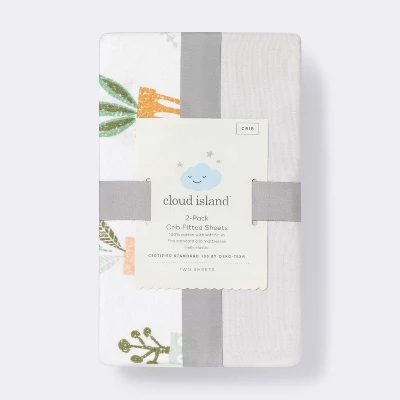 Fitted Crib Sheet - Cloud Island™ - Plants/Gray - 2pk 2 Fitted Crib Sheet - Cloud Island™ - Plants/Gray - 2pk - Image 2