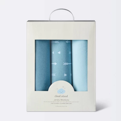 Jersey Swaddle Baby Blanket - Blue - 3pk - Cloud Island™ 3 Jersey Swaddle Baby Blanket - Blue - 3pk - Cloud Island™ - Image 3