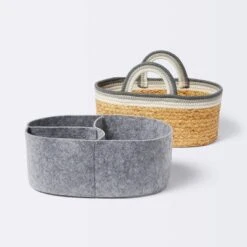 Braided Water Hyacinth Decorative Container With Coiled Rope Handles - Gray - Cloud Island™ -Cloud Island GUEST fc794c5a a9d8 451f 886e 850875b4c360