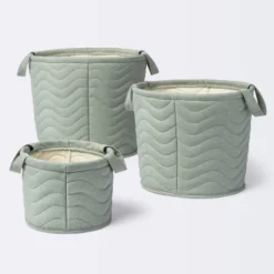 Quilted Fabric Large Round Storage Basket - Green - Cloud Island™ -Cloud Island GUEST fe54c62f 90f2 4ff1 bc3f d731445825aa 2